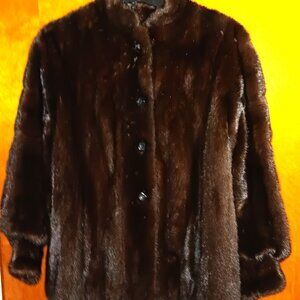 Mahogany Brown Mink Car Coat Jacket sz Small LOCAL PICKUP ONLY
